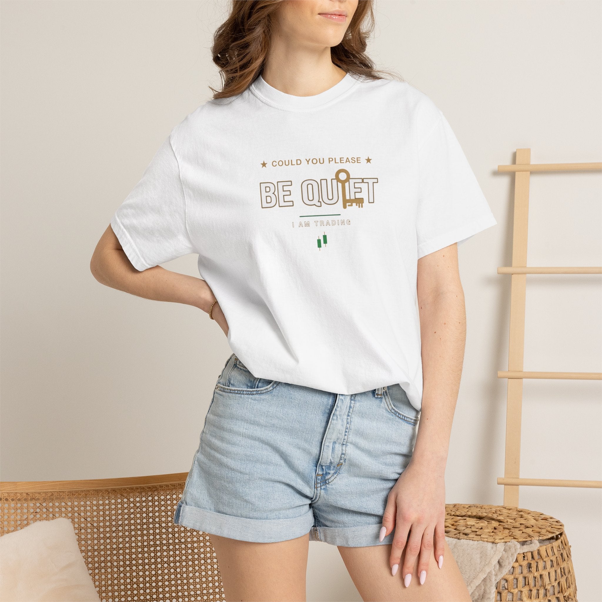 Be Quiet- Stressed Trader- Unisex Garment-Dyed T-shirt